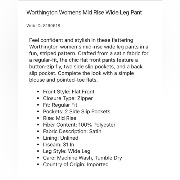 Worthington Mid Rise Wide Leg Pants - Picture 5 of 9